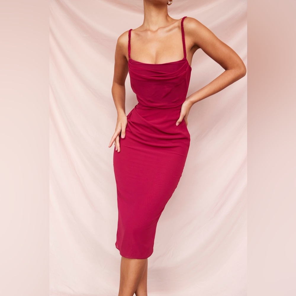 House of CB Jamille Berry Draped Corset Midi Size XS NWT